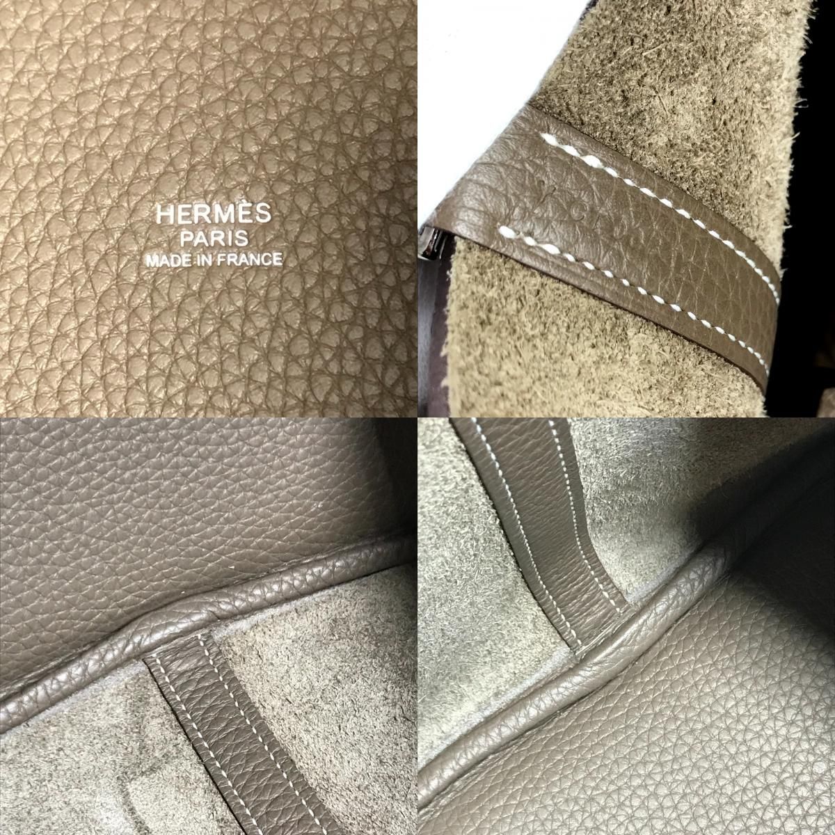 Hermes Handbag Picotin Lock MM 22 Taurillon Clemence Etoupe Gray — view 8