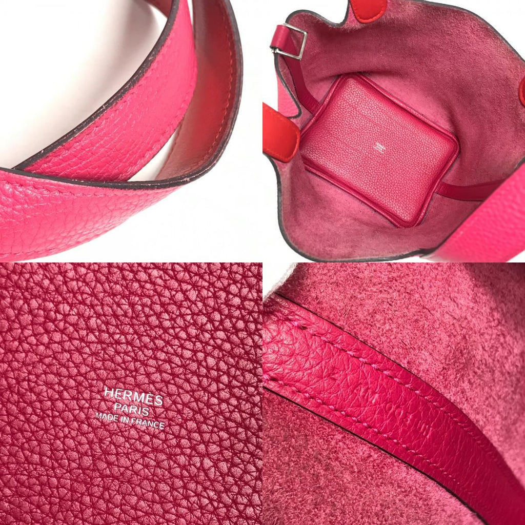 Hermes Handbag Picotin Lock PM 18 Eclat Taurillon Clemence Framboise Rouge — view 8