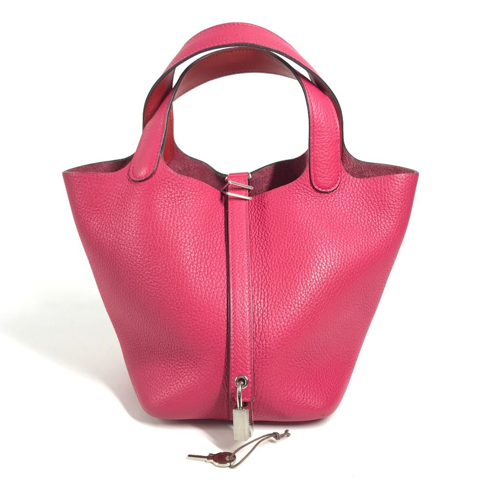 Hermes Handbag Picotin Lock PM 18 Eclat Taurillon Clemence Framboise Rouge