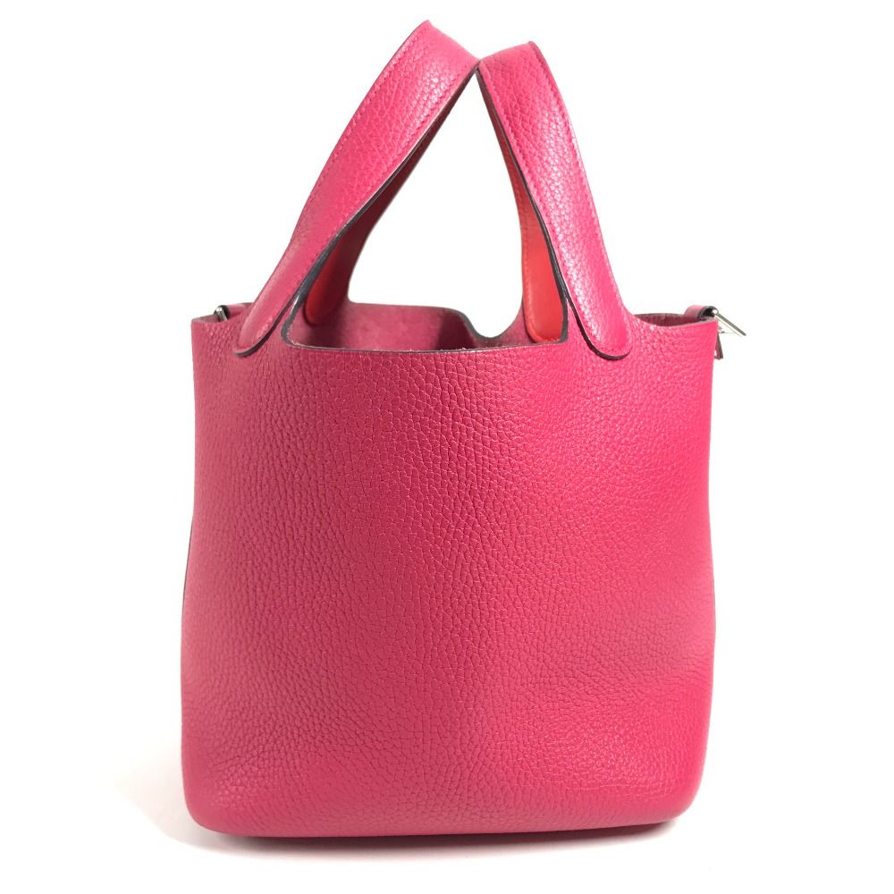 Hermes Handbag Picotin Lock PM 18 Eclat Taurillon Clemence Framboise Rouge — view 4