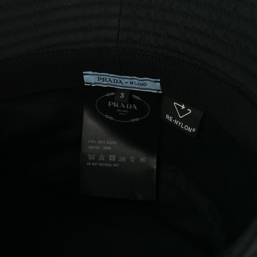 Prada Re-Nylon Bucket Hat Triangle Plate Hat Black — view 5