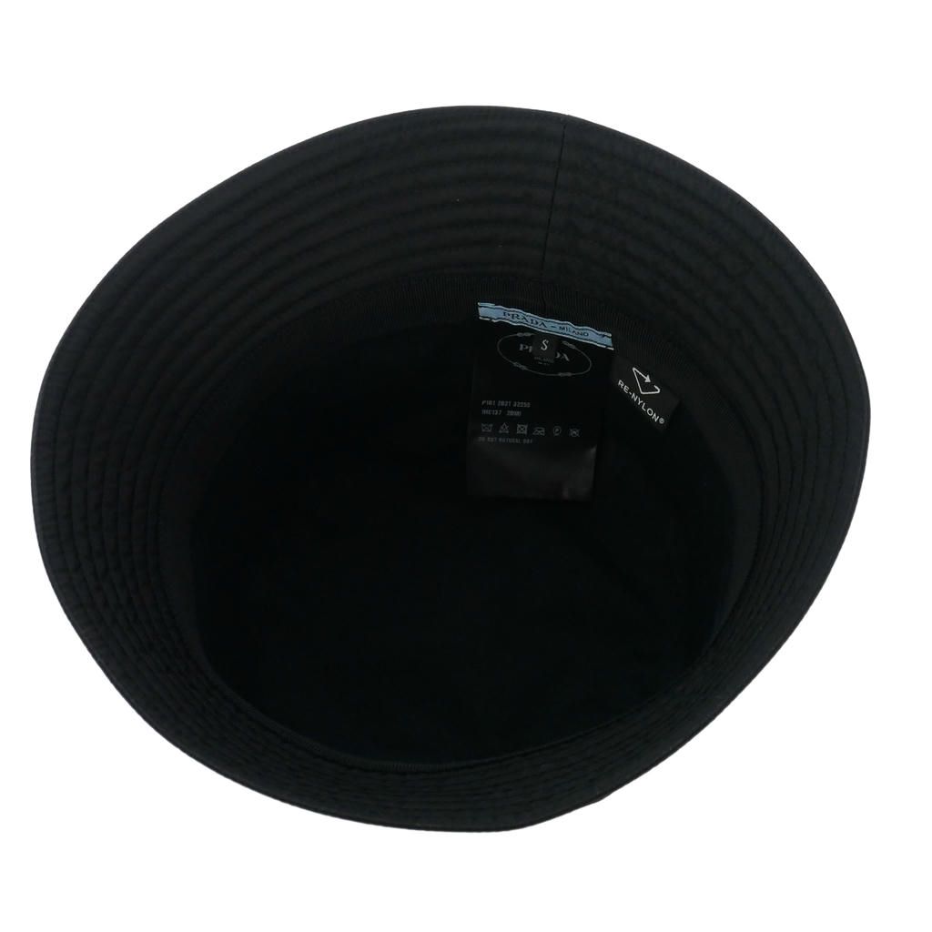 Prada Re-Nylon Bucket Hat Triangle Plate Hat Black — view 4