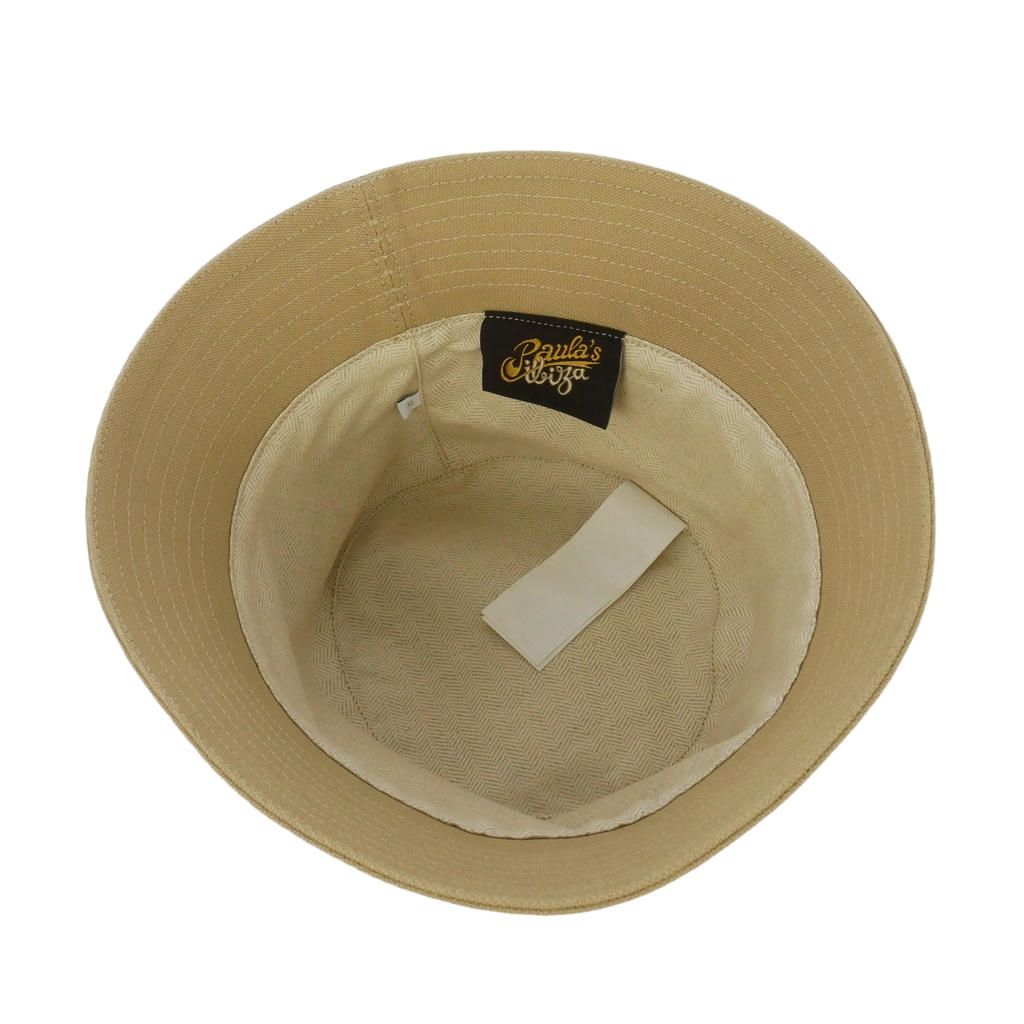 Loewe Leather Logo Patch Canvas Bucket Hat Beige Brown — view 4