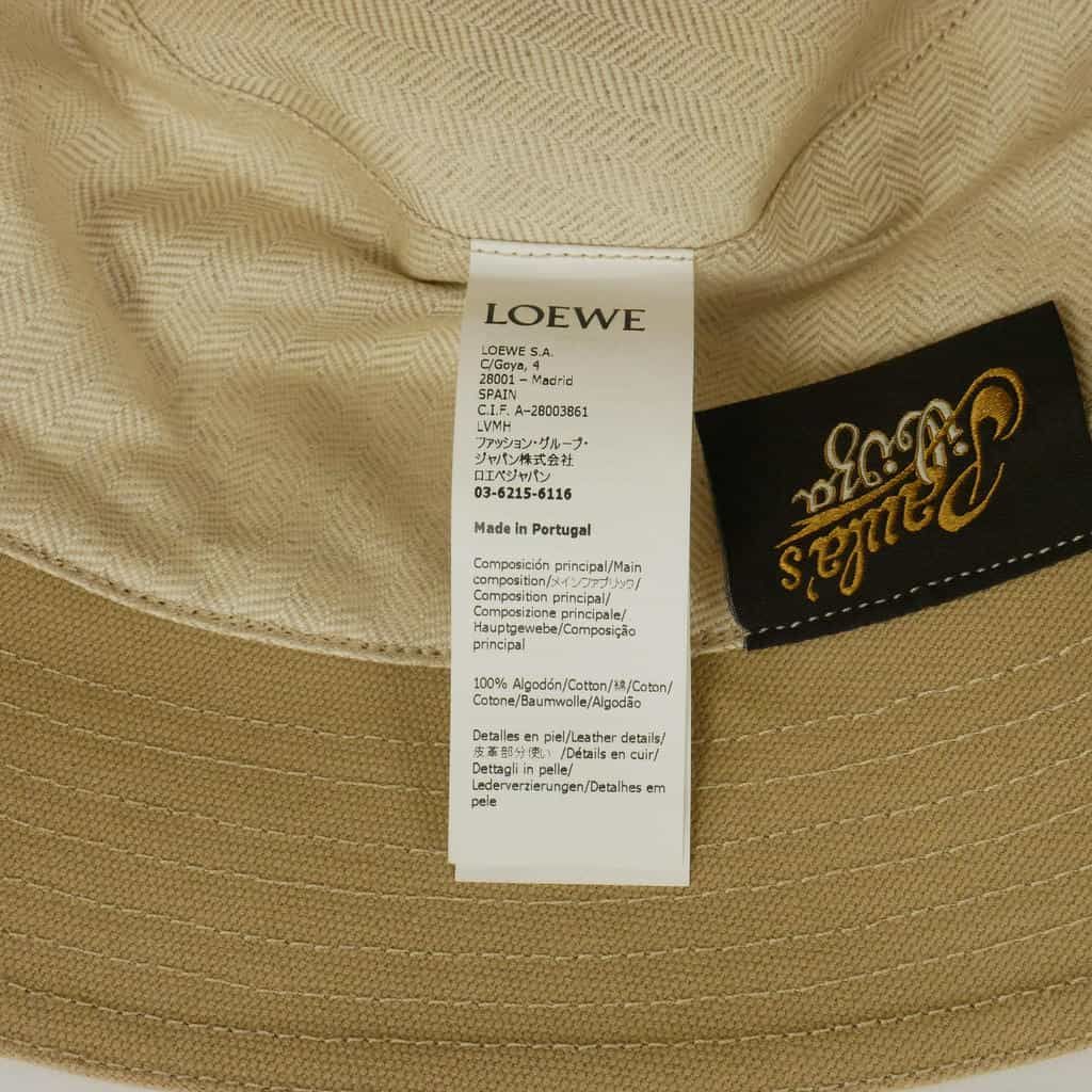 Loewe Leather Logo Patch Canvas Bucket Hat Beige Brown — view 5