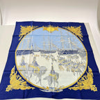 Hermes Scarf Horse Sea and Cavalry Silk 100% Blue — view 3