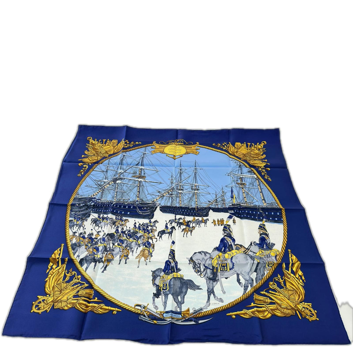 Hermes Scarf Horse Sea and Cavalry Silk 100% Blue — view 2