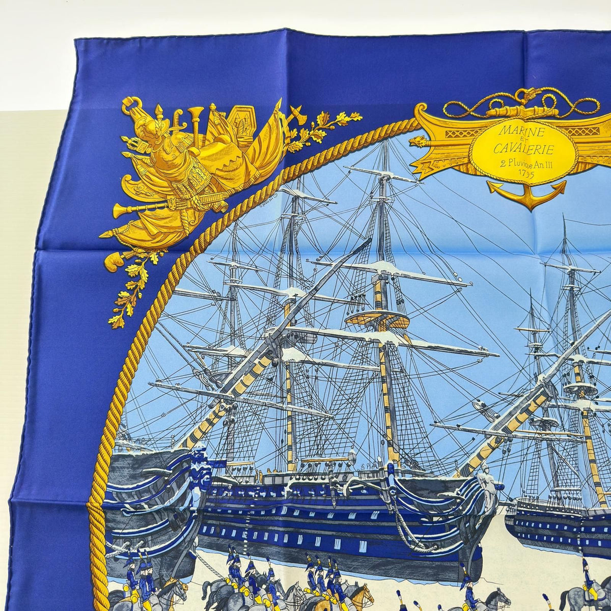 Hermes Scarf Horse Sea and Cavalry Silk 100% Blue — view 6