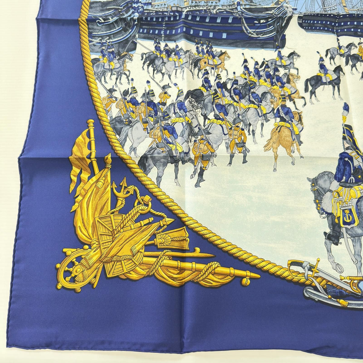 Hermes Scarf Horse Sea and Cavalry Silk 100% Blue — view 8