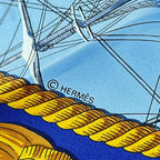 Hermes Scarf Horse Sea and Cavalry Silk 100% Blue — view 4