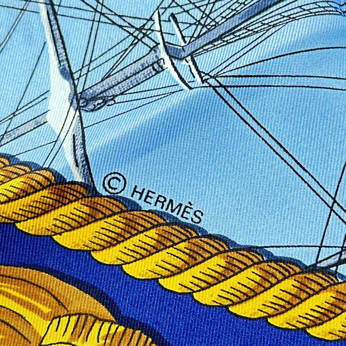 Hermes Scarf Horse Sea and Cavalry Silk 100% Blue — view 4