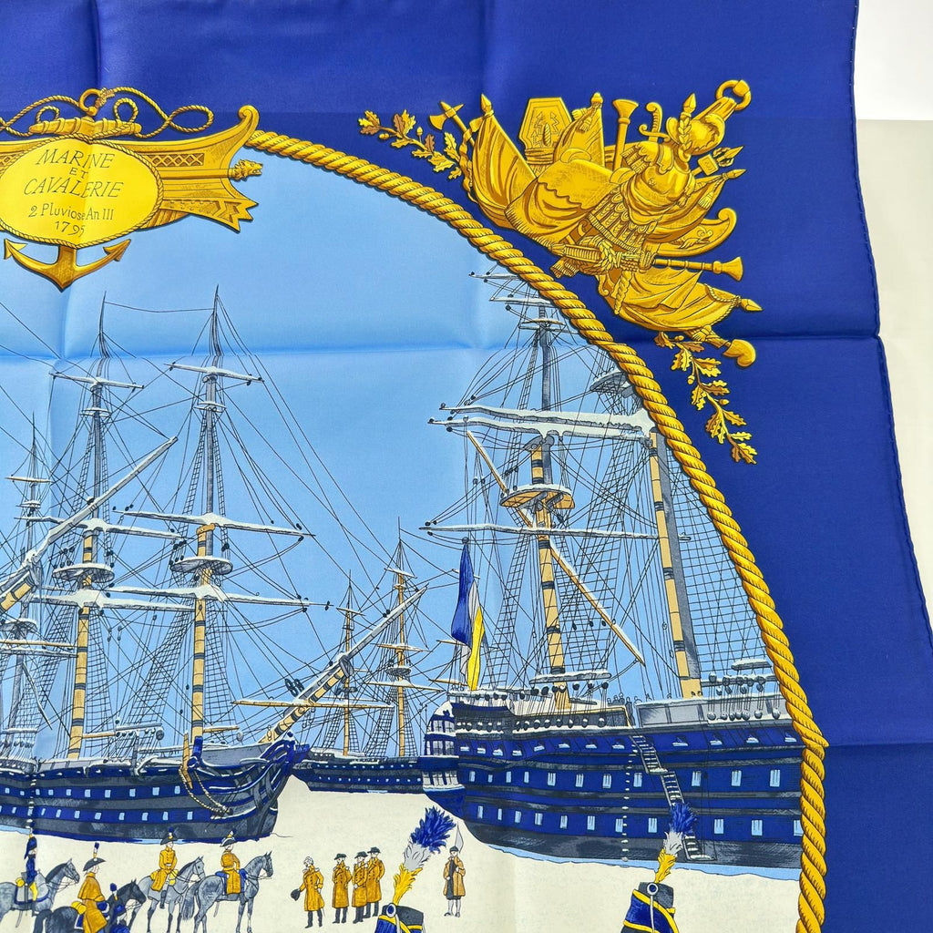 Hermes Scarf Horse Sea and Cavalry Silk 100% Blue — view 7