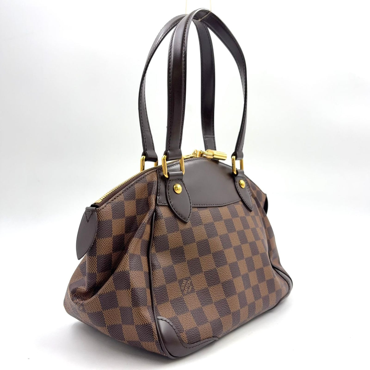 Louis Vuitton Verona PM Damier Ebene Leather Brown Handbag Gold — view 2