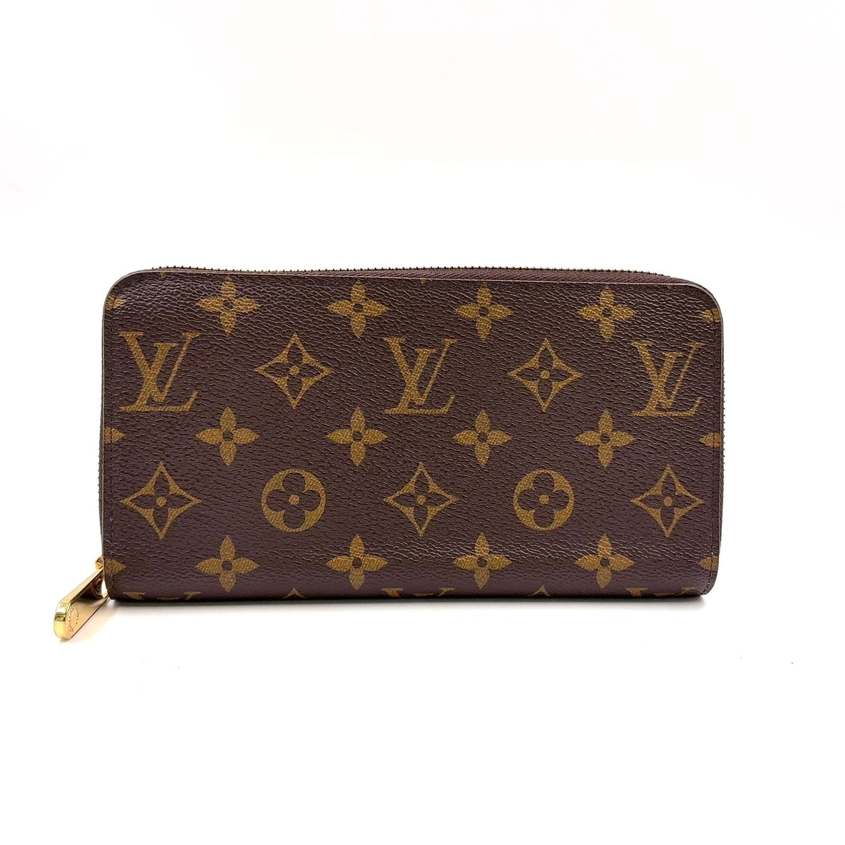 Louis Vuitton Zippy Wallet Monogram Leather Brown Round Gold