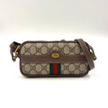 Gucci Ophidia GG Supreme Sherry Line Leather Canvas Brown Shoulder Bag Gold
