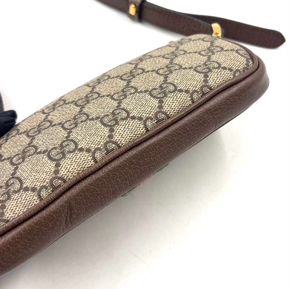 Gucci Ophidia GG Supreme Sherry Line Leather Canvas Brown Shoulder Bag Gold — view 6
