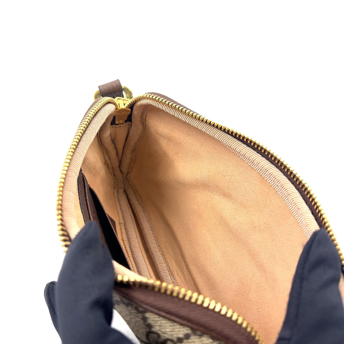 Gucci Ophidia GG Supreme Sherry Line Leather Canvas Brown Shoulder Bag Gold — view 8