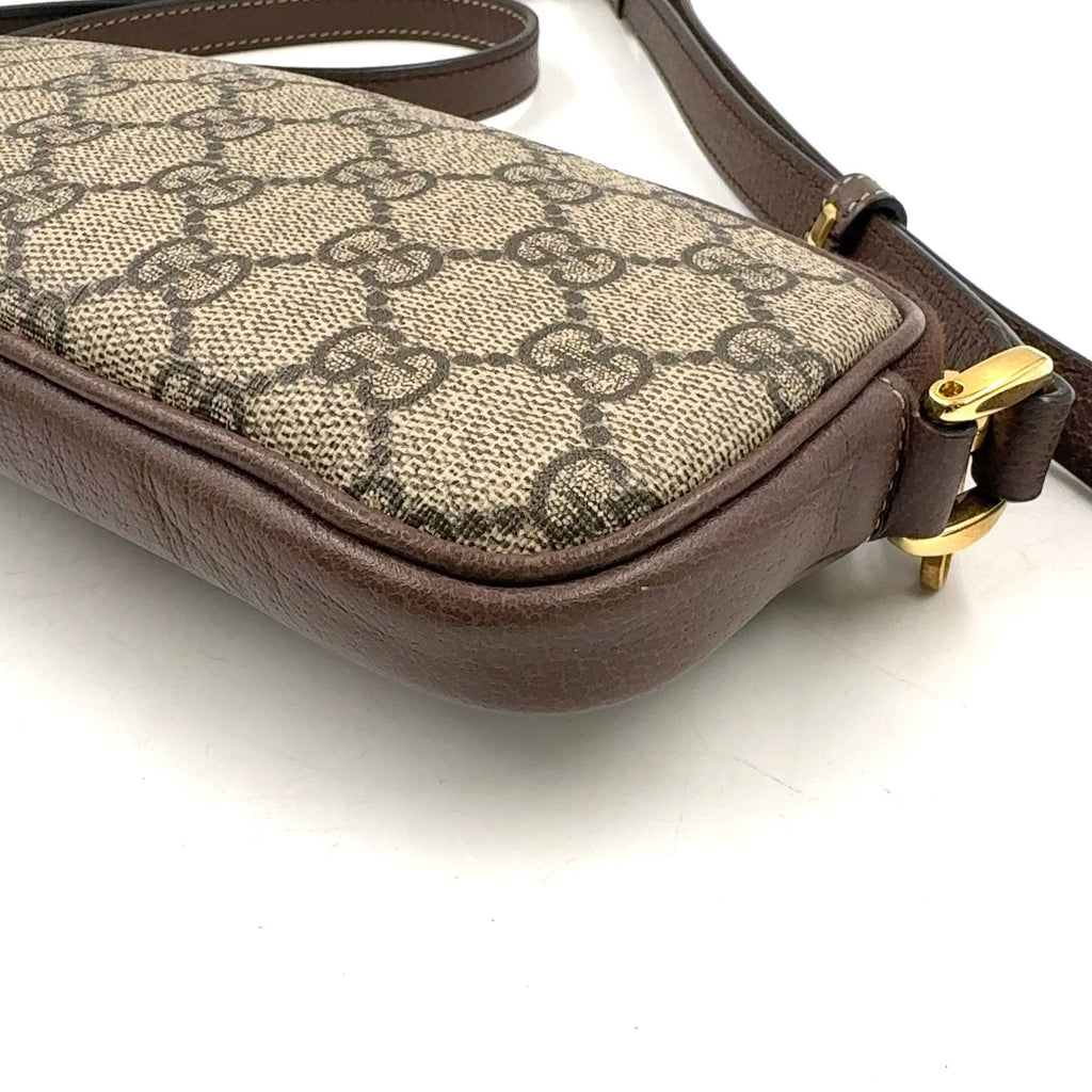 Gucci Ophidia GG Supreme Sherry Line Leather Canvas Brown Shoulder Bag Gold — view 7