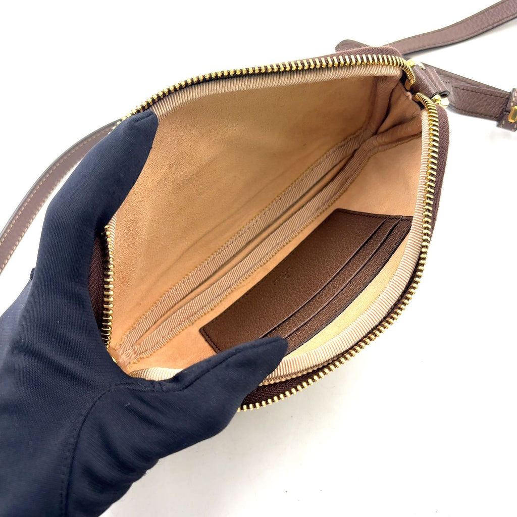 Gucci Ophidia GG Supreme Sherry Line Leather Canvas Brown Shoulder Bag Gold — view 3