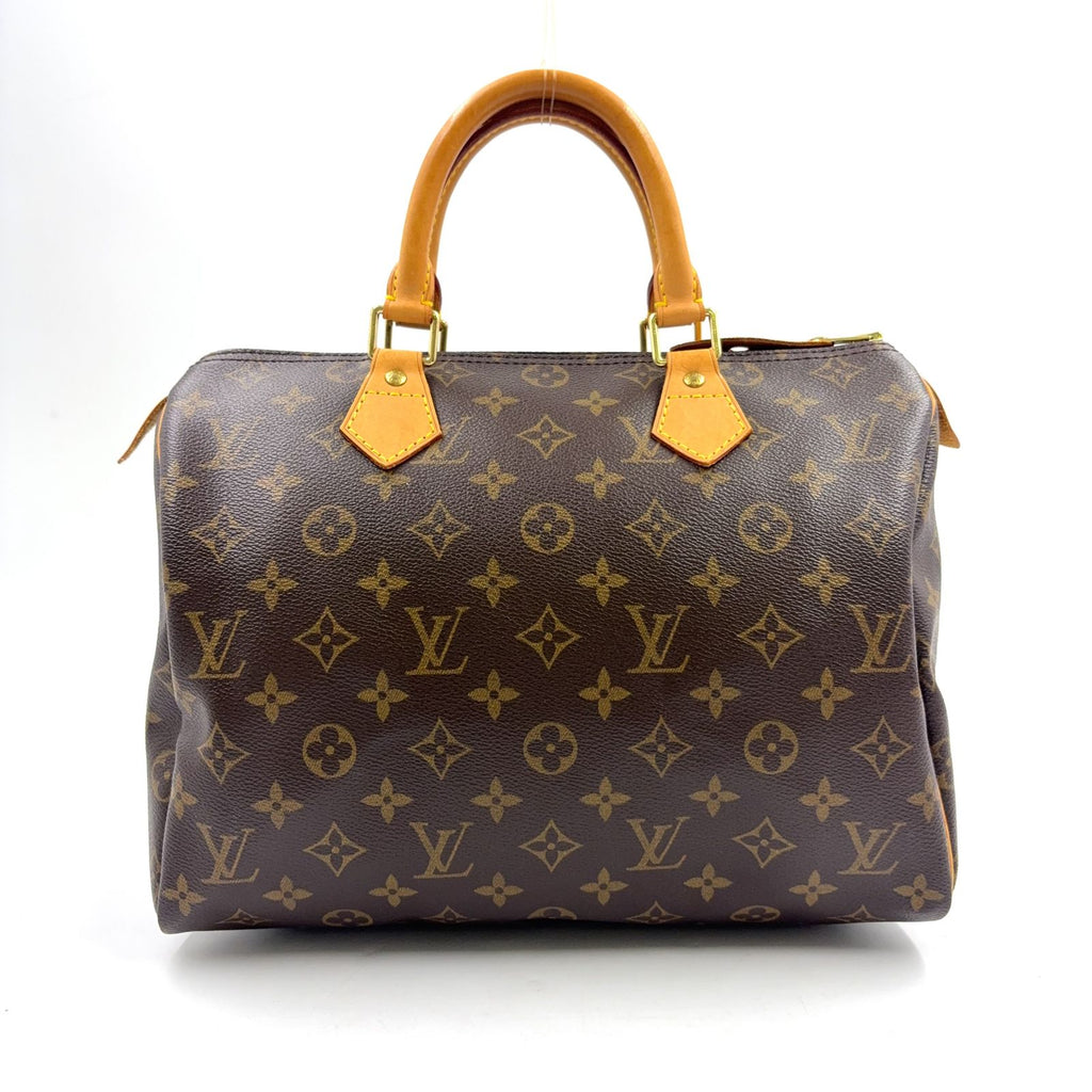 Louis Vuitton Speedy 30 Monogram Leather Brown Handbag Gold