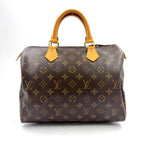 Louis Vuitton Speedy 30 Monogram Leather Brown Handbag Gold