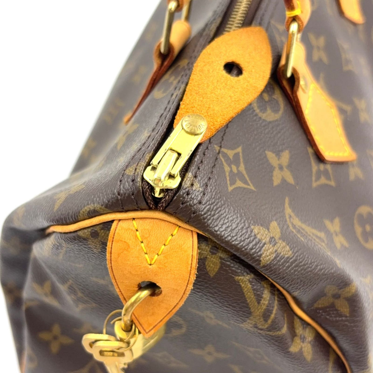 Louis Vuitton Speedy 30 Monogram Leather Brown Handbag Gold — view 8