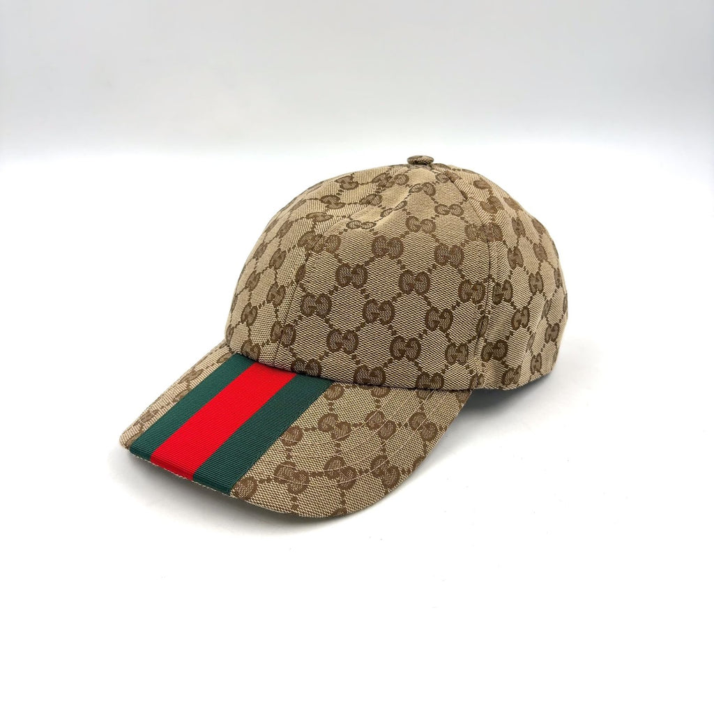 Gucci GG Pattern Canvas Beige Hat Gold