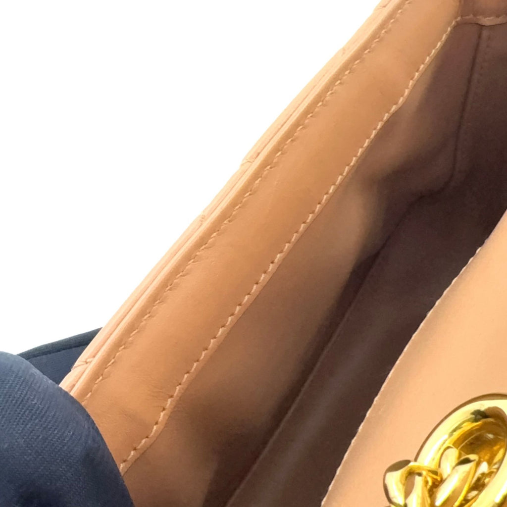 Gucci Deco Mini Quilted Chain Leather Beige Shoulder Bag Gold — view 5