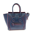 Celine Luggage Leather Navy Red Handbag Silver