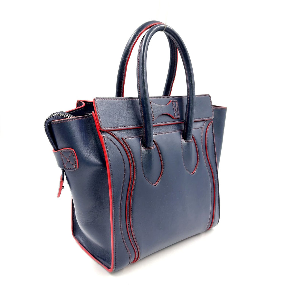 Celine Luggage Leather Navy Red Handbag Silver — view 2
