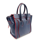 Celine Luggage Leather Navy Red Handbag Silver — view 2