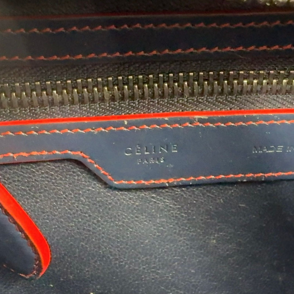 Celine Luggage Leather Navy Red Handbag Silver — view 4