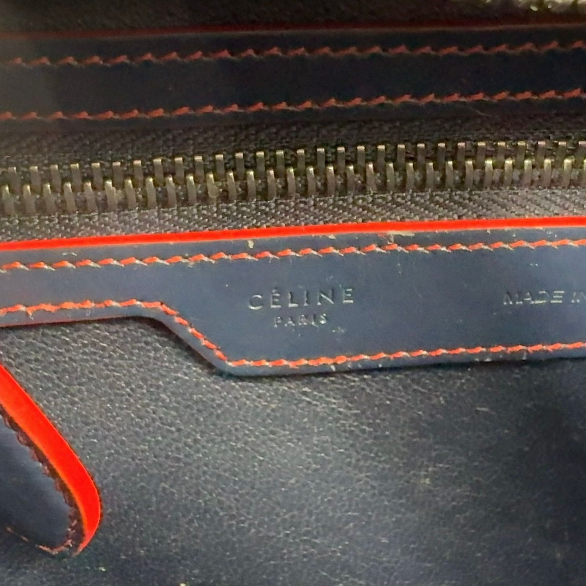 Celine Luggage Leather Navy Red Handbag Silver — view 4