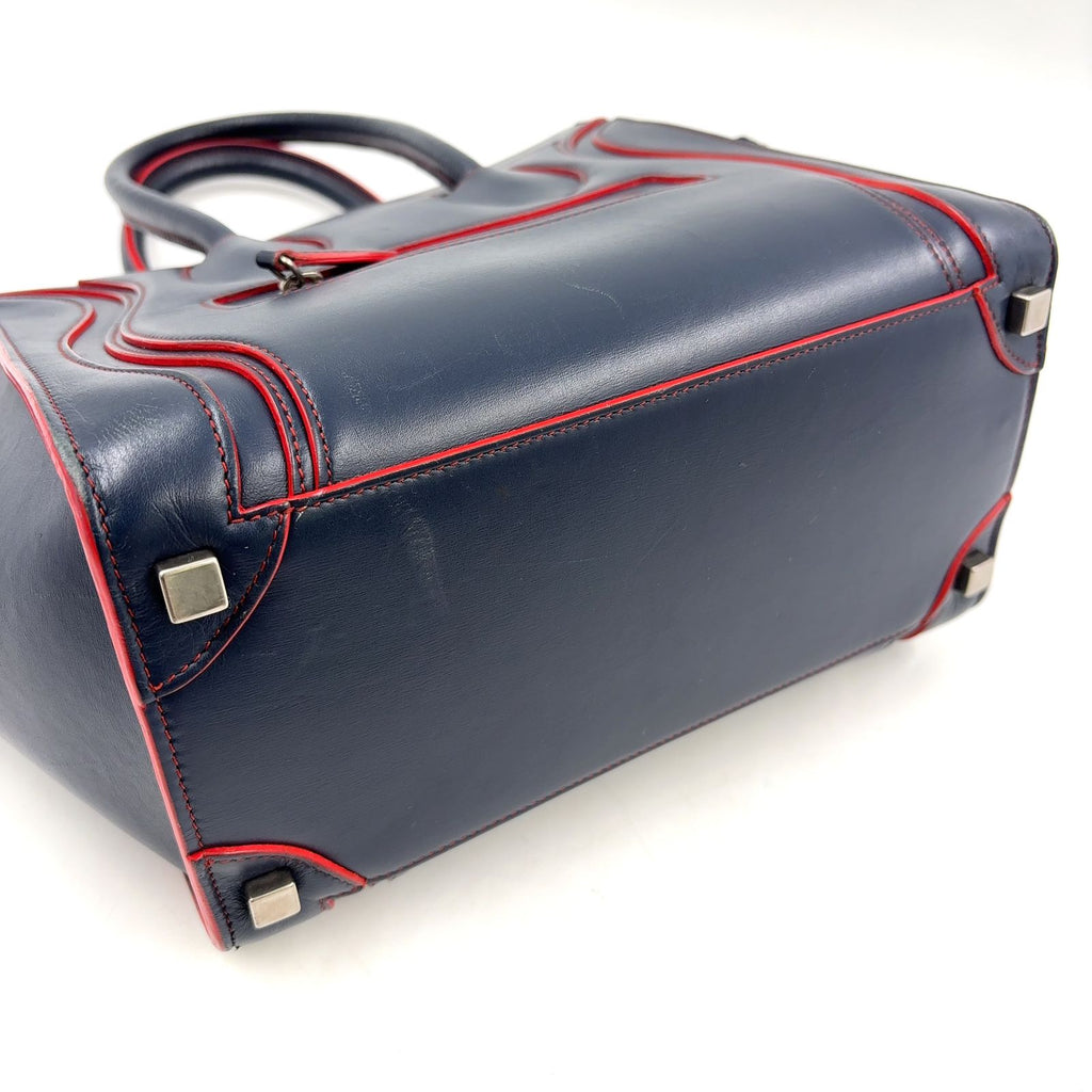 Celine Luggage Leather Navy Red Handbag Silver — view 7