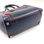 Celine Luggage Leather Navy Red Handbag Silver — view 7