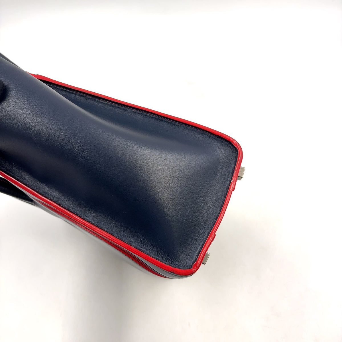 Celine Luggage Leather Navy Red Handbag Silver — view 8