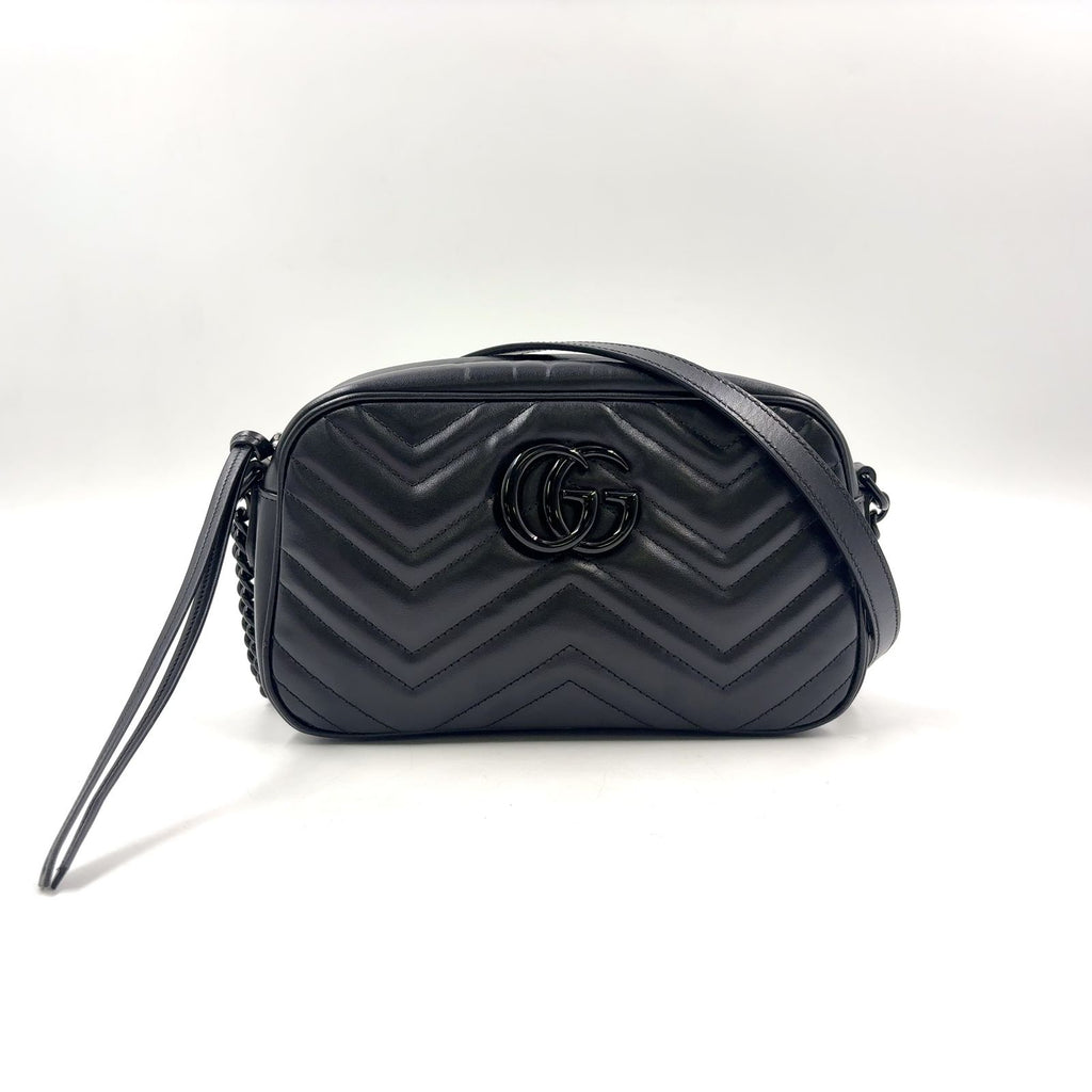 Gucci GG Marmont Quilted Small Chain Leather Black Shoulder Bag