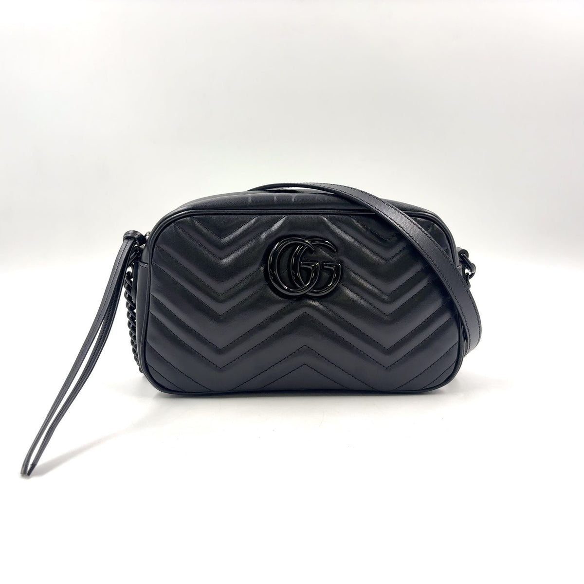 Gucci GG Marmont Quilted Small Chain Leather Black Shoulder Bag