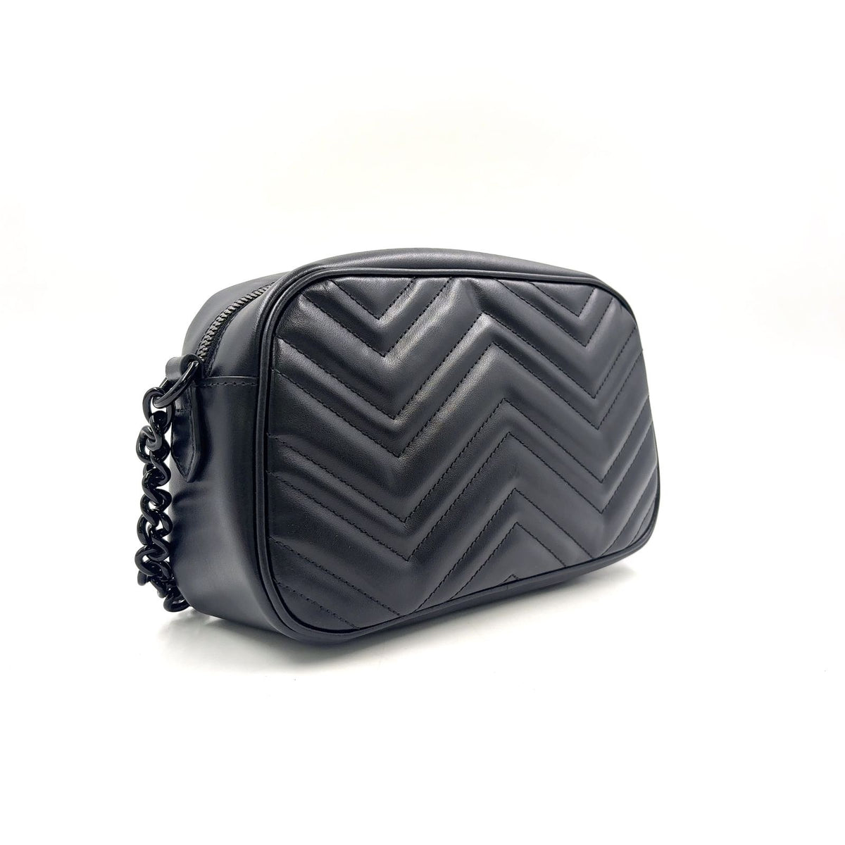 Gucci GG Marmont Quilted Small Chain Leather Black Shoulder Bag — view 2