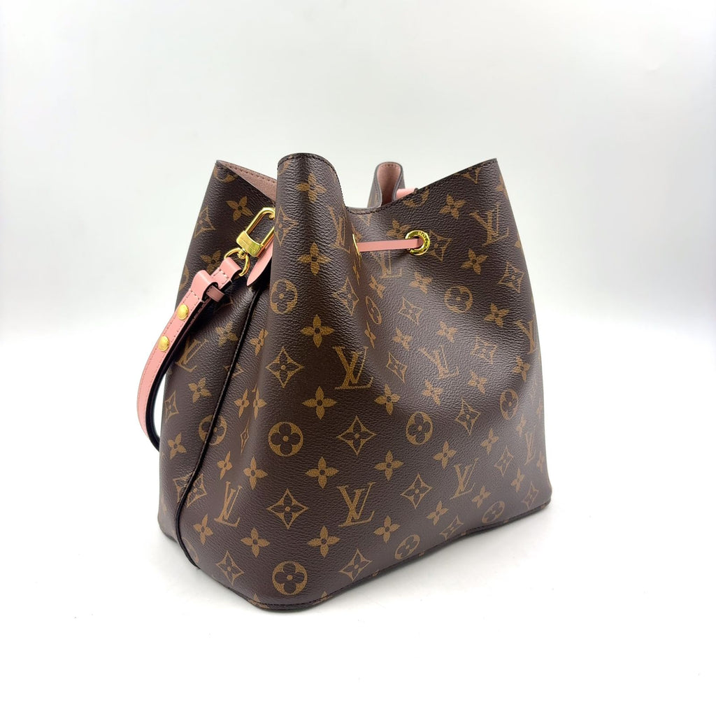 Louis Vuitton Neo Noe Monogram Rose Poodle Leather Brown Light Pink Shoulder Bag — view 2