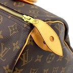 Louis Vuitton Speedy 30 Monogram Leather Brown Handbag Gold — view 6