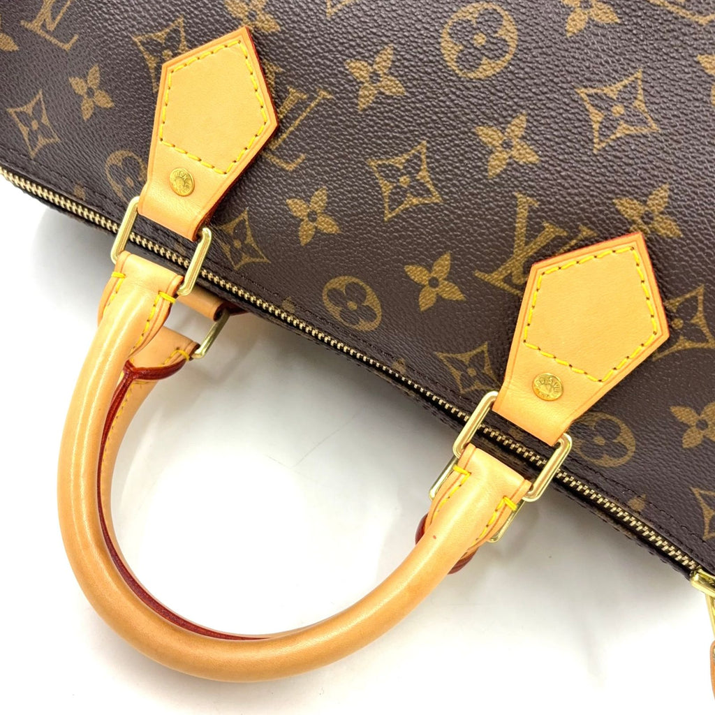 Louis Vuitton Speedy 30 Monogram Leather Brown Handbag Gold — view 8