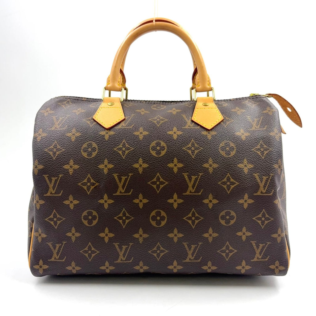 Louis Vuitton Speedy 30 Monogram Leather Brown Handbag Gold