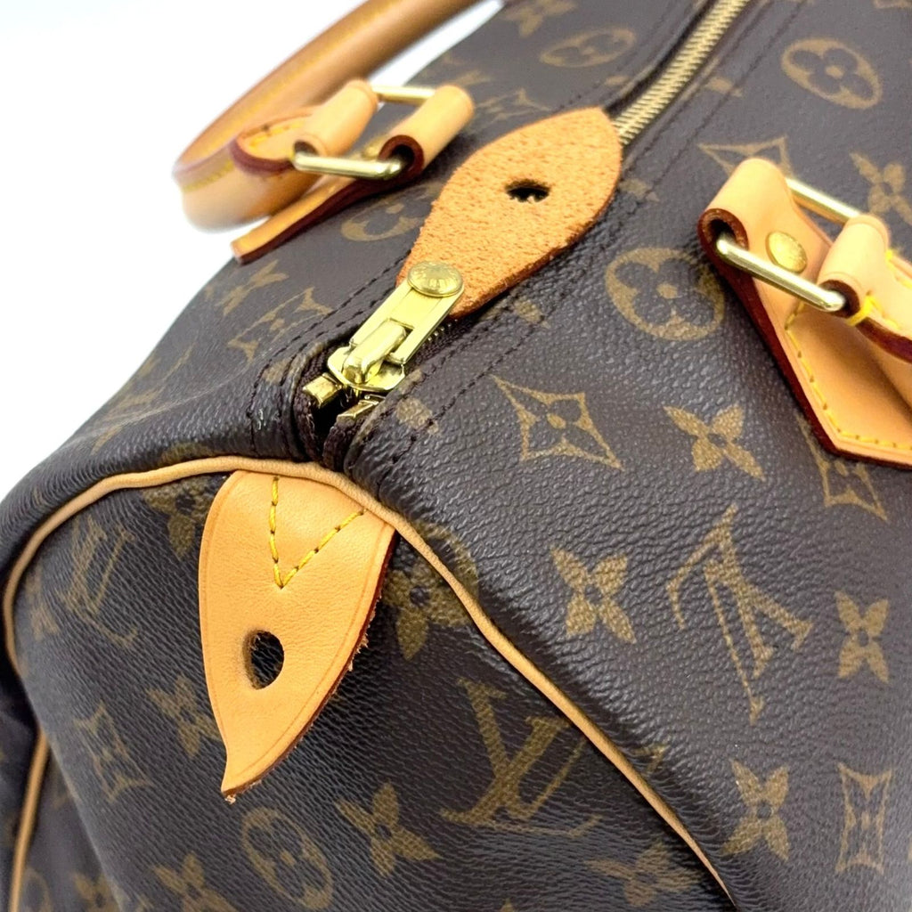 Louis Vuitton Speedy 30 Monogram Leather Brown Handbag Gold — view 5