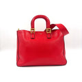 Fendi FF Tote Shoulder Bag Leather Red Gold