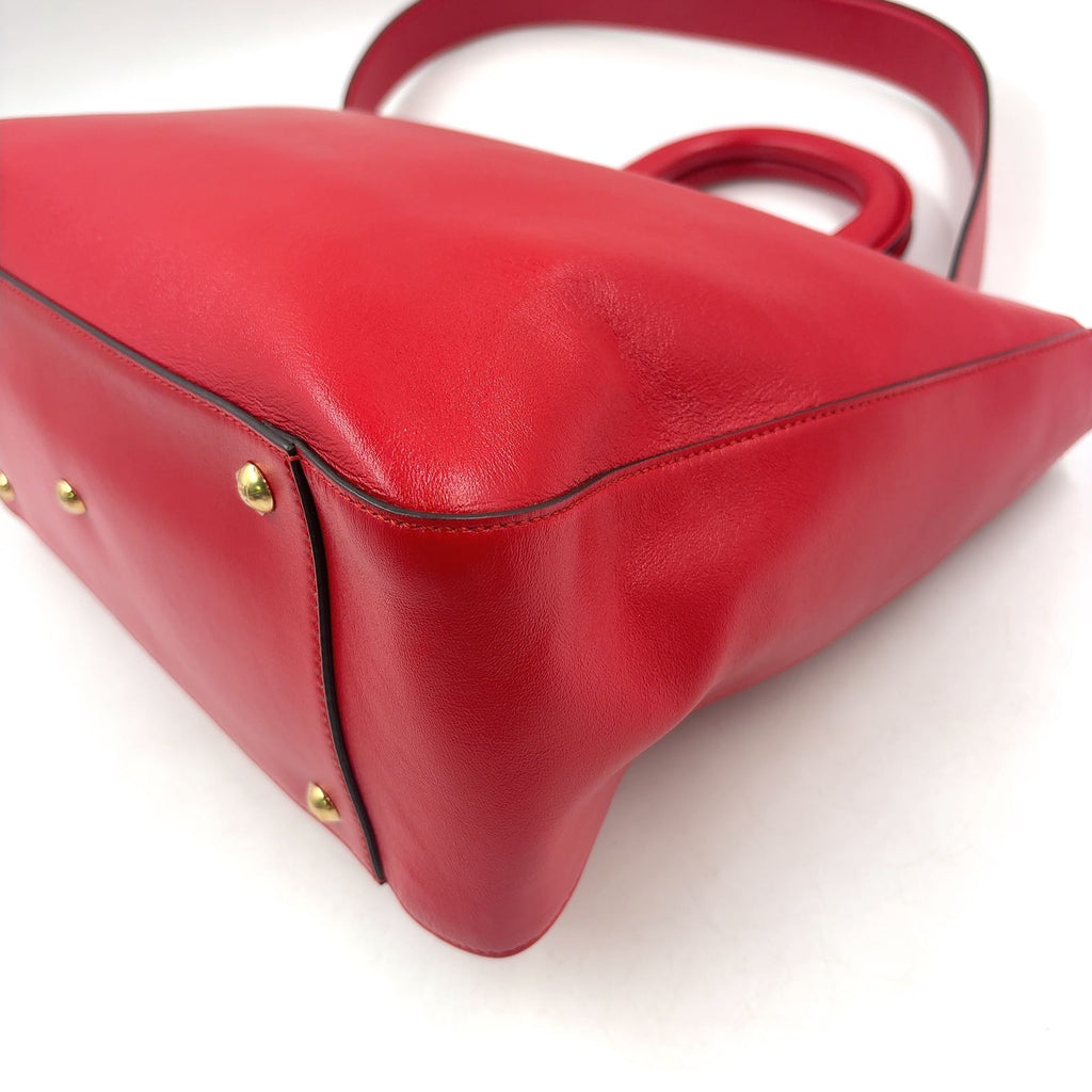 Fendi FF Tote Shoulder Bag Leather Red Gold — view 8