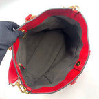Fendi FF Tote Shoulder Bag Leather Red Gold — view 3