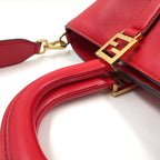 Fendi FF Tote Shoulder Bag Leather Red Gold — view 6