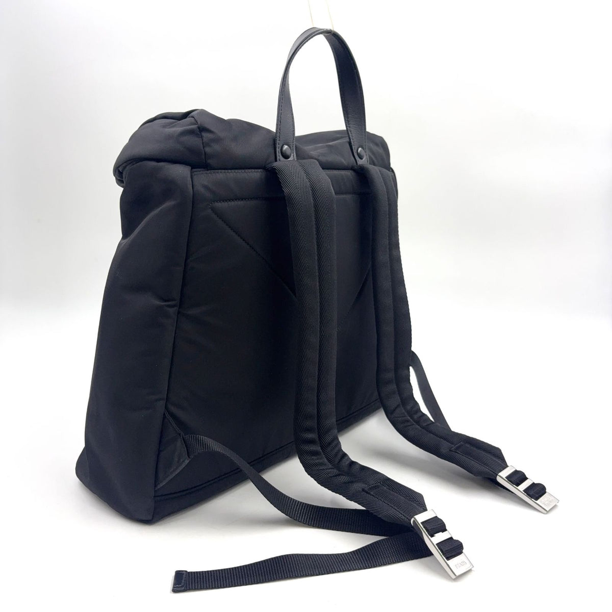 Prada Leather Nylon Black Backpack Silver — view 2