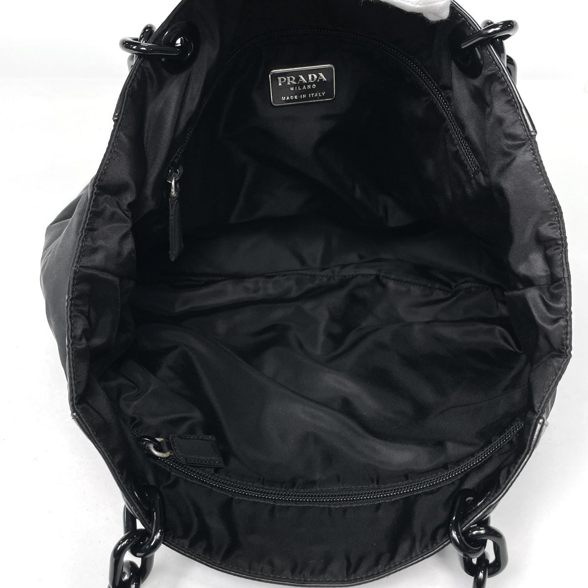 Prada Tote Pura Chain Nylon Nero — view 7