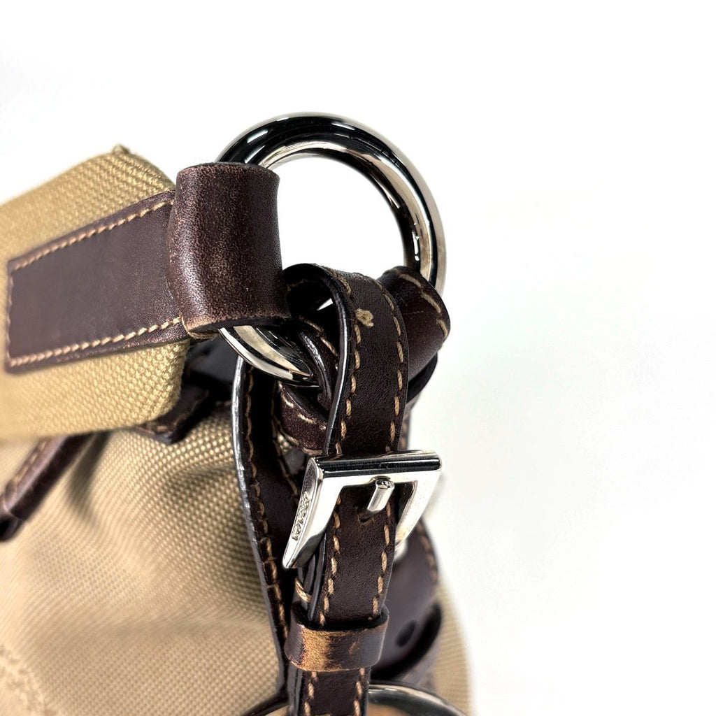 Prada Shoulder Bag Logo Jacquard Canvas Brown — view 7